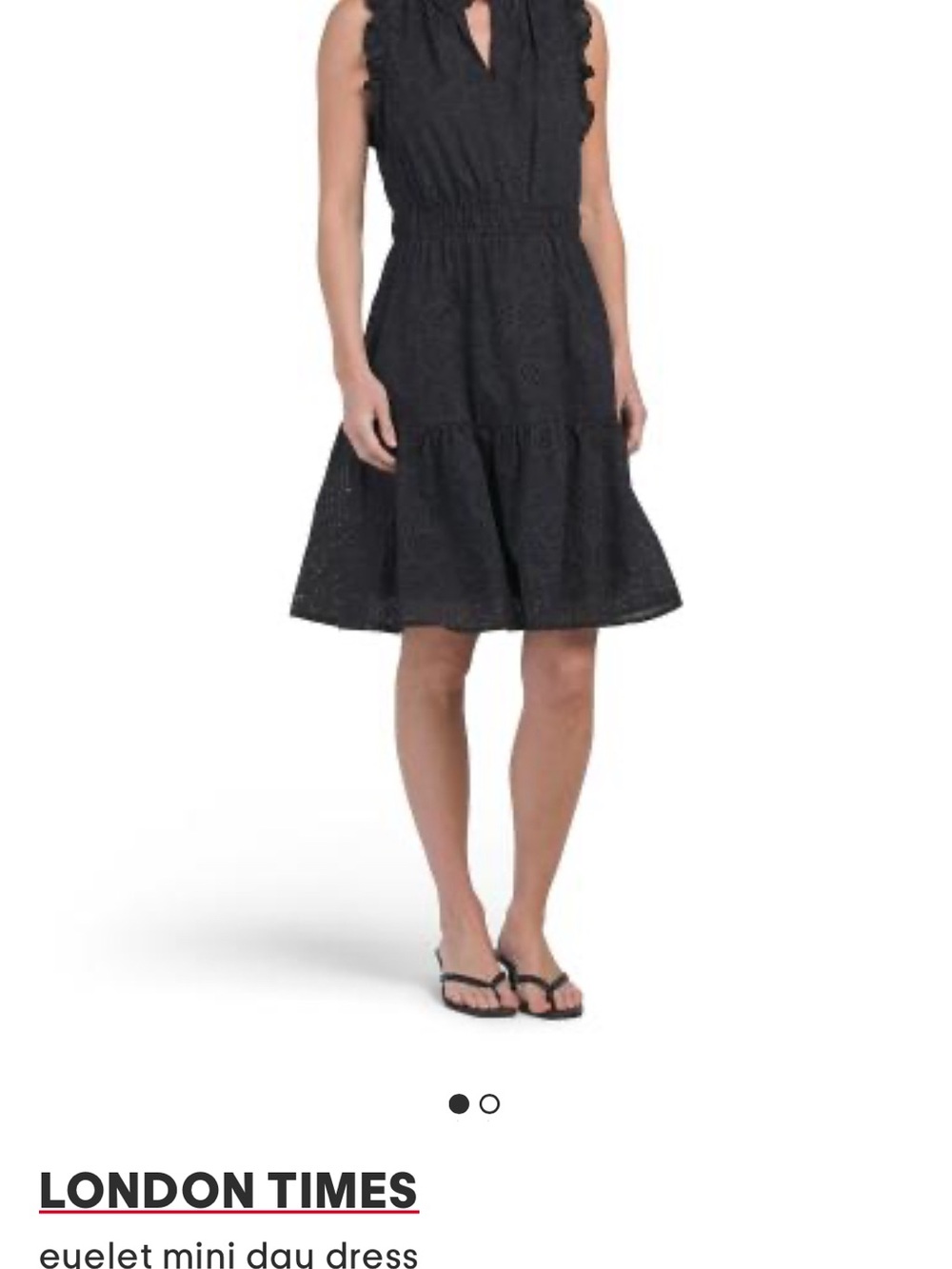London Times Black Eyelet Mini Dress